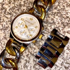 Michael Kors Runway Two Tone Twisted Link Watch